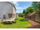 Spacious backyard with a fire pit, patio, and an iron fence at 4583 Grenadine Cir, Acworth, GA 30101