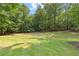 Well-maintained lawn with lush greenery, framed by mature trees, creating a serene and private outdoor space at 654 Cannon Rd, Sharpsburg, GA 30277