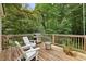 Spacious wooden deck featuring outdoor seating, a grill, and a peaceful wooded view at 1600 Belle Isle Ne Cir, Atlanta, GA 30329