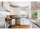 Bright kitchen features white cabinets, stainless appliances, black countertops, and a farmhouse sink under a window at 2192 Nine Oaks Nw Dr, Kennesaw, GA 30152