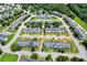 An aerial view showcases the community's layout, green spaces, parking, and well-maintained townhome exteriors at 217 Odyssey Turn, Conyers, GA 30012