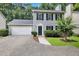 Charming two-story home with gray siding, black shutters, attached garage, and well-manicured lawn at 4800 Countryside E, Stone Mountain, GA 30083
