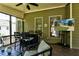 Relaxing screened porch with bar seating and an entertainment center at 1120 Bentwater Dr, Acworth, GA 30101