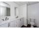 Modern bathroom featuring double vanity with a white countertop and matching sinks at 3336 Forrest Hills Dr, Hapeville, GA 30354