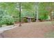 Well-manicured front lawn and tall trees complement this lovely brick home with a blue entry door at 3336 Forrest Hills Dr, Hapeville, GA 30354