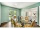 Stylish dining room with colorful decor, a glass table, and hardwood floors at 3089 Marne Nw Dr, Atlanta, GA 30305