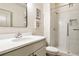 Updated bathroom featuring a glass shower, modern vanity, and neutral decor at 800 Old Plank Sq, Duluth, GA 30097