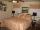 Comfortable bedroom with a patterned bedspread, matching curtains and two lamps at 4098 Nancy Creek Ne Way, Brookhaven, GA 30319