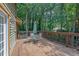 Inviting outdoor deck with seating, perfect for relaxing and enjoying the surrounding wooded views at 680 Spirit Falls Way, Johns Creek, GA 30022