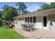 Back patio featuring a brick patio, outdoor furniture, and a well-manicured lawn at 3120 Mary Dr, Marietta, GA 30066