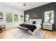 Stylish bedroom showcasing modern decor, accent wall, comfortable bed, and natural light, perfect for relaxation at 156 Martha Ne Ave, Atlanta, GA 30317