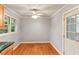 Dining area with hardwood floors, and access to the backyard at 2711 Fairlane Dr, Atlanta, GA 30340