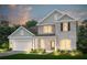 Charming two-story home with light blue siding, brick accents, attached garage, and professionally landscaped yard at 3095 Newell Dr Dr, Dacula, GA 30019
