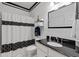 Charming bathroom with a white shower curtain, vanity with a black countertop, and a framed mirror at 3071 Lenox Ne Rd # 19, Atlanta, GA 30324