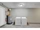 Utility space with a washing machine, dryer, and hot water tank in unfinished room at 5515 Pennybrook Trl, Stone Mountain, GA 30087