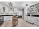 Bright kitchen featuring white cabinets, black granite countertops, and a unique island and dog bowls at 2716 Meadow Ridge Nw Dr, Duluth, GA 30096