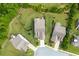 Overhead view of three homes with well-manicured yards and tree-lined streets in a desirable neighborhood at 7430 Ramsgate Ct, Cumming, GA 30040