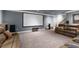 Spacious finished basement features plush carpet and a home theatre system at 7430 Ramsgate Ct, Cumming, GA 30040