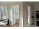 Charming home office space with built in cabinetry, desk, and beautiful nature views at 1670 Knob Creek Nw Ct, Acworth, GA 30101