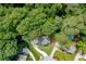 Scenic aerial perspective of the home nestled among lush trees, revealing its inground pool at 2903 Brookshire Way, Duluth, GA 30096