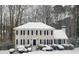 Charming two-story home covered in a blanket of snow, accented by classic black shutters at 2903 Brookshire Way, Duluth, GA 30096