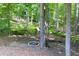 Backyard features a fire pit with chairs and a creek at 3365 Sweetwater Dr, Cumming, GA 30041