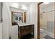 Bathroom featuring a vanity with storage, tile flooring and a shower at 2600 Sandpiper Dr, Tucker, GA 30084