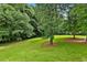 Large, lush backyard with mature trees and landscaping, offering plenty of space for outdoor activities at 245 Maple Shade Dr, Tyrone, GA 30290