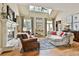 Bright living room with vaulted ceilings, a fireplace, and large windows offering ample natural light at 245 Maple Shade Dr, Tyrone, GA 30290