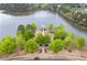 Aerial view of the lakeside gazebo and surrounding community at 610 Syemore Pass, Canton, GA 30115