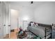 This bedroom includes a walk in closet and neutral paint colors for a calm atmosphere at 417 E College Ave # 302, Decatur, GA 30030