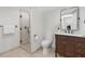 Modern bathroom boasts a walk-in shower, updated vanity, and stylish fixtures, offering a spa-like experience at 433 The North Chace, Atlanta, GA 30328