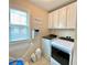 Bright laundry room with storage cabinets and modern washer and dryer units at 3534 Clancy Way, Smyrna, GA 30080