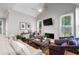 Bright living room featuring vaulted ceilings, fireplace, and large windows at 10880 Windham Way, Alpharetta, GA 30022