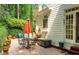 Charming outdoor patio with a seating area, surrounded by lush greenery, ideal for relaxation at 3245 Bywater Trl, Roswell, GA 30075