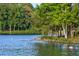 Calm lake with mature trees lining the shore, providing a serene and peaceful setting at 325 Berry Ct, Villa Rica, GA 30180