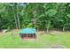 Picturesque gazebo nestled in a spacious yard offers a serene retreat surrounded by trees and lush greenery at 3152 Andora Sw Trl, Marietta, GA 30064