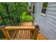 Wooden deck with stairs surrounded by lush greenery and view of yard and neighboring home at 441 Belgrave Ln, Tucker, GA 30084