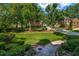 Beautiful front yard with lush landscaping, green grass, and a view of neighboring homes at 441 Belgrave Ln, Tucker, GA 30084
