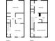 Detailed floor plan showcasing the layout of the home's two floors with the kitchen, living room, and bedrooms at 3101 Reeves Se St, Smyrna, GA 30080