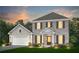 Charming two-story brick home with attached garage, manicured lawn, and well-lit walkway at 3176 Morris Hills Dr, Dacula, GA 30019