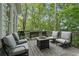 Back deck with outdoor kitchen, fire pit and wooded views at 1755 Noblin Summit Dr, Duluth, GA 30097