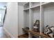 Mudroom with built-in storage, wooden bench and a coat rack perfect for organizing entryway essentials at 2164 James Aly, Atlanta, GA 30345