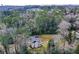 Aerial view of a wooded property with a lovely in-ground pool at 805 Wesley Oak Rd, Atlanta, GA 30328