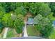 A high angle view of a well kept home with manicured lawn and a tree lined property at 5930 Shannon Drive Dr, Cumming, GA 30040