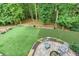 Backyard featuring green turf, putting green, and patio with chairs perfect for outdoor living at 5930 Shannon Drive Dr, Cumming, GA 30040