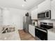 Bright kitchen with stainless steel appliances and granite countertops offers a modern design at 414 Oak View Ln, Dallas, GA 30157