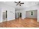 Spacious bedroom features hardwood floors, recessed lighting, and ceiling fan at 4201 Brookview Se Dr, Atlanta, GA 30339