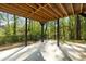 Covered patio area with concrete flooring and a wooden beamed ceiling, offering a cozy outdoor space at 4201 Brookview Se Dr, Atlanta, GA 30339