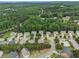 An aerial view of houses in a community showing lush trees, landscaping, and a community pool at 5925 Crescent Landing Dr, Cumming, GA 30028